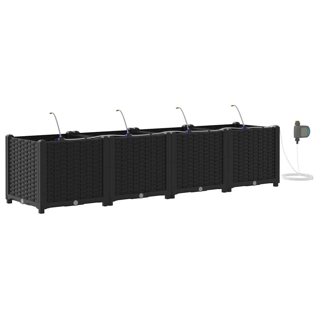 vidaXL Jardinière de jardin 4 pcs Acier noir