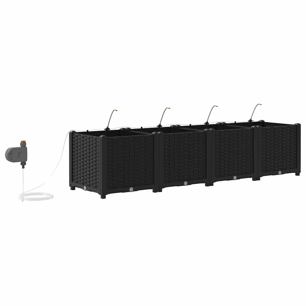 vidaXL Jardinière de jardin 4 pcs Acier noir