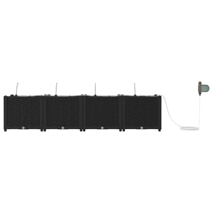 vidaXL Jardinière de jardin 4 pcs Acier noir