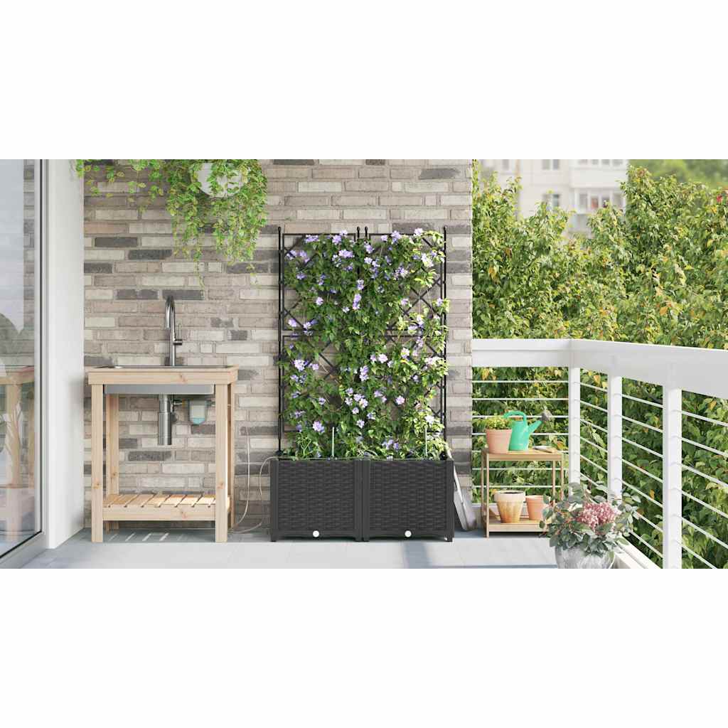 vidaXL Jardinière de jardin 2 pcs Noir Acier