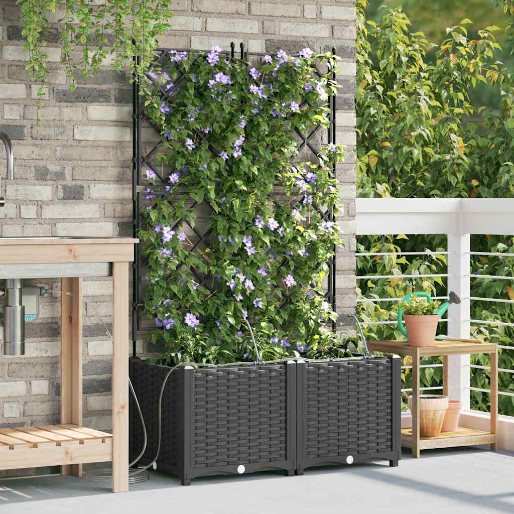 vidaXL Jardinière de jardin 2 pcs Noir Acier