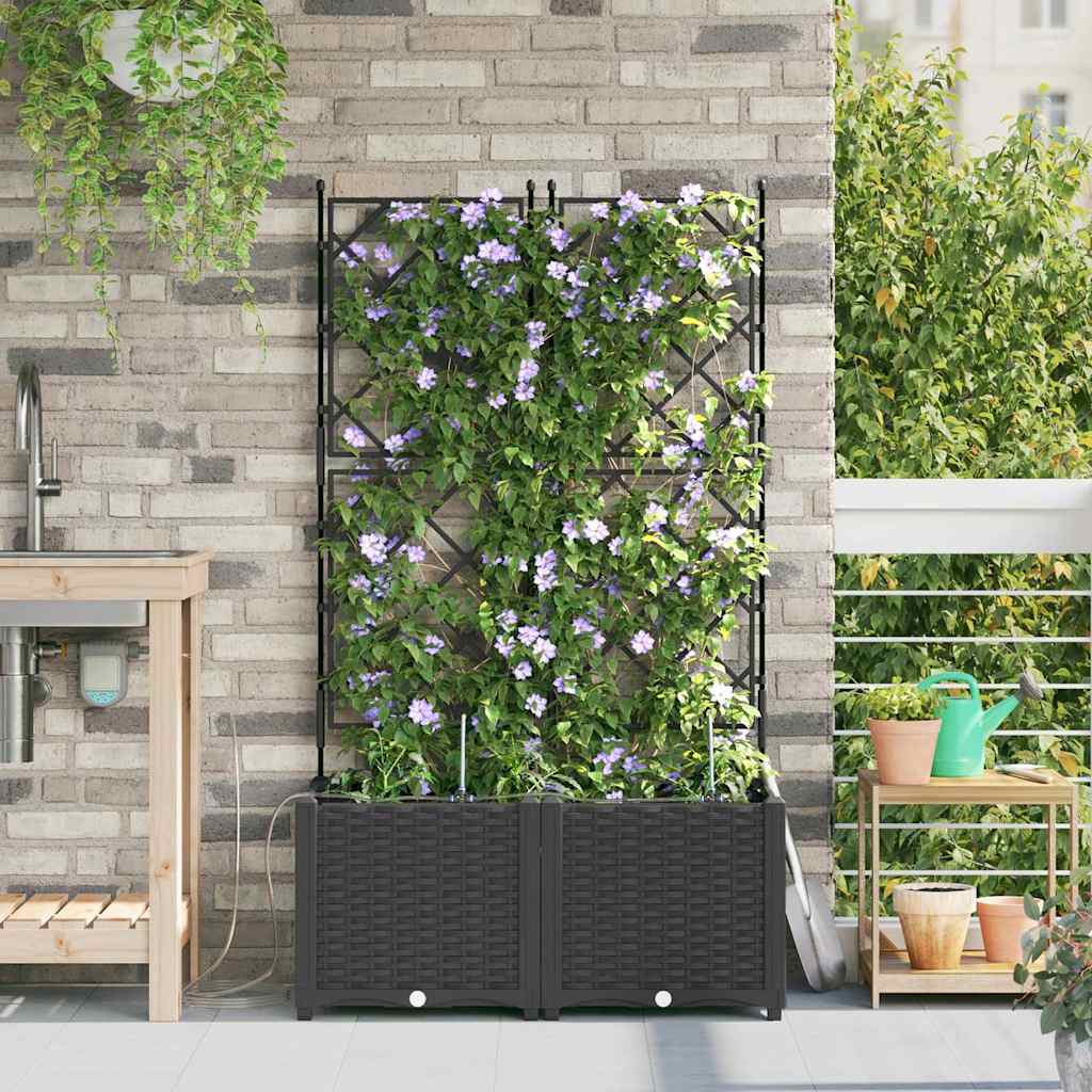 vidaXL Jardinière de jardin 2 pcs Noir Acier