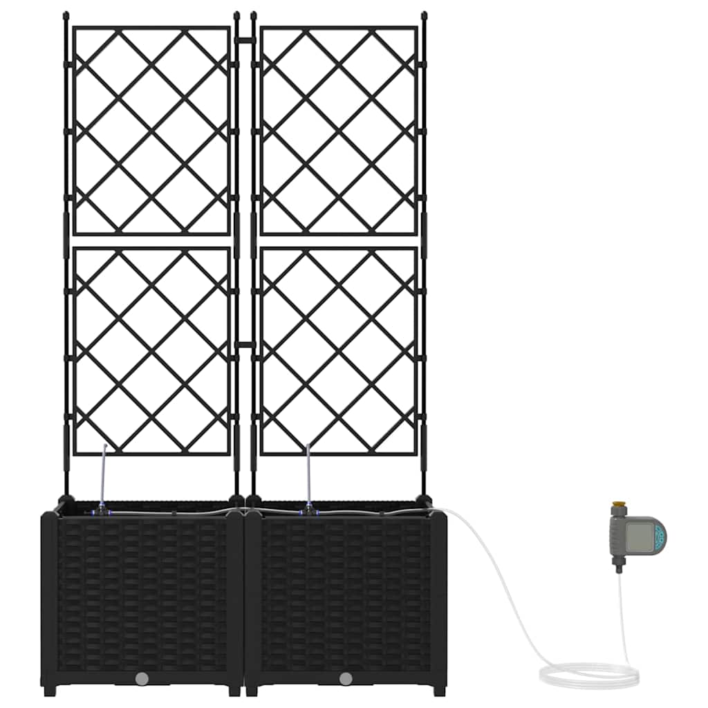 vidaXL Jardinière de jardin 2 pcs Noir Acier