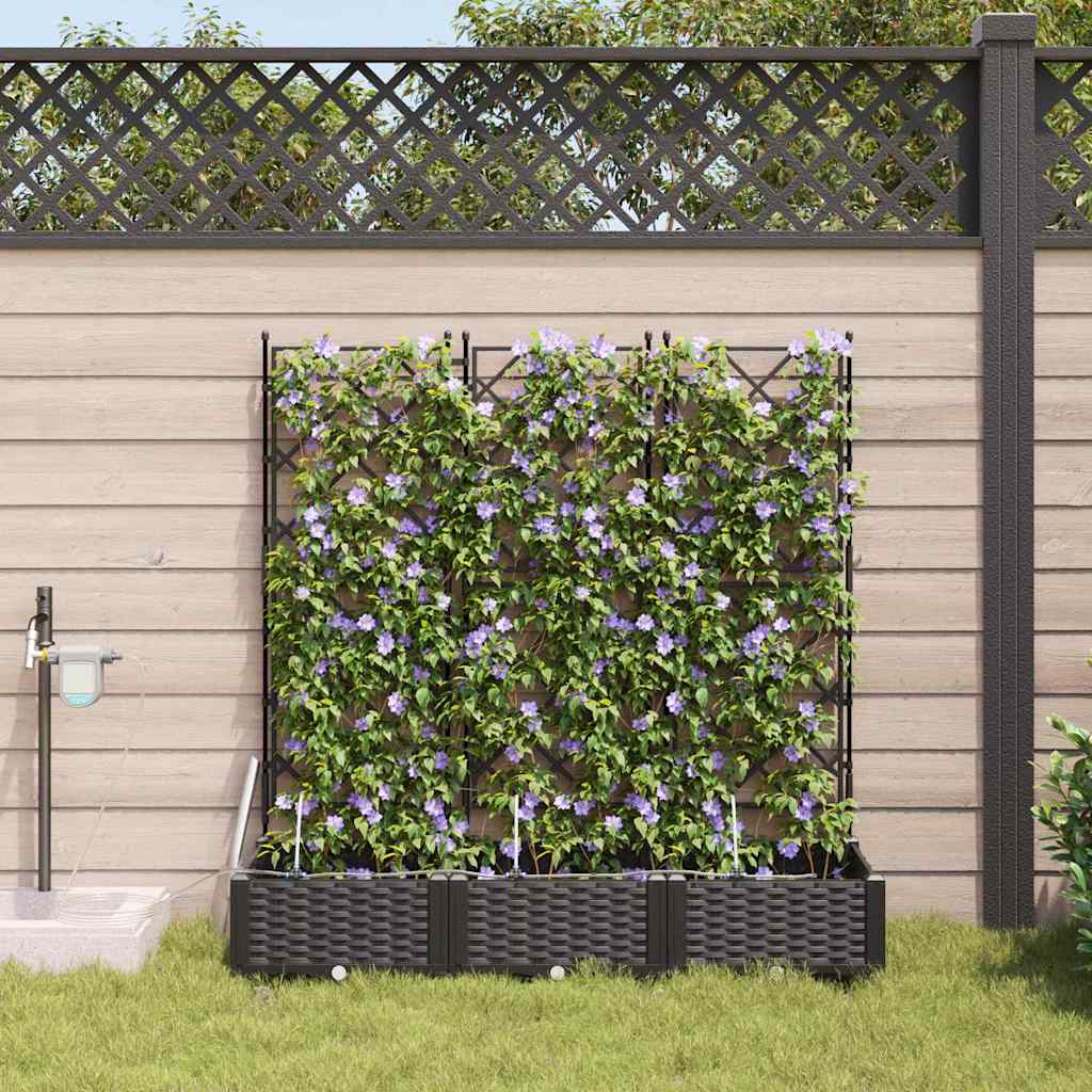 vidaXL Jardinière de jardin 3 pcs Acier noir