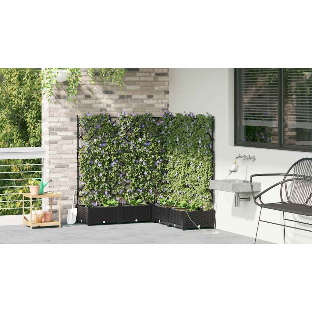 vidaXL Garten-Pflanzgefäß 5 pcs Schwarz Stahl