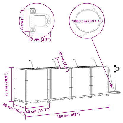 Garten-Pflanzgefäß 4 pcs Schwarz 160 x 40 x 53 cm Stahl