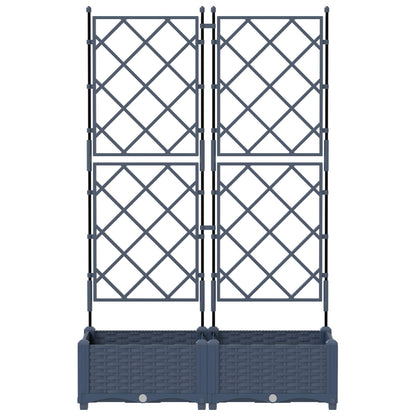 vidaXL Garten-Pflanzgefäß 2 pcs Grau 80 x 40 x 125,5 cm Stahl