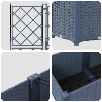 vidaXL Garten-Pflanzgefäß 2 pcs Grau 80 x 40 x 143 cm Stahl