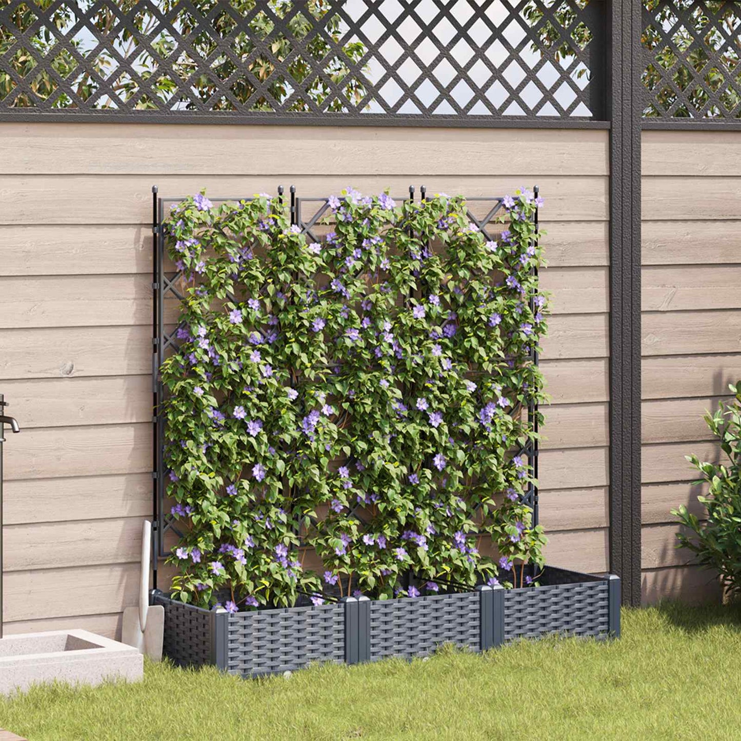 vidaXL Garten-Pflanzgefäß 3 pcs Grau 120 x 40 x 125,5 cm Stahl