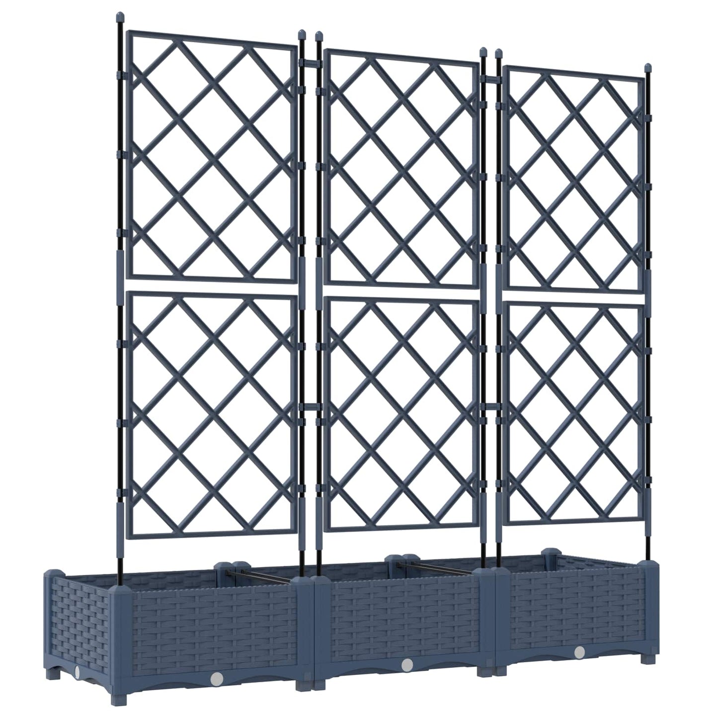 vidaXL Garten-Pflanzgefäß 3 pcs Grau 120 x 40 x 125,5 cm Stahl