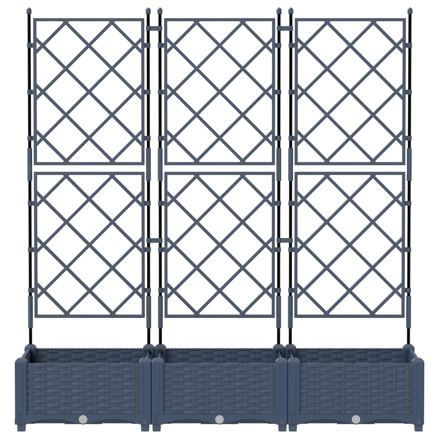 vidaXL Garten-Pflanzgefäß 3 pcs Grau 120 x 40 x 125,5 cm Stahl