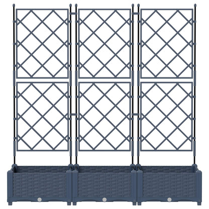 vidaXL Garten-Pflanzgefäß 3 pcs Grau 120 x 40 x 125,5 cm Stahl