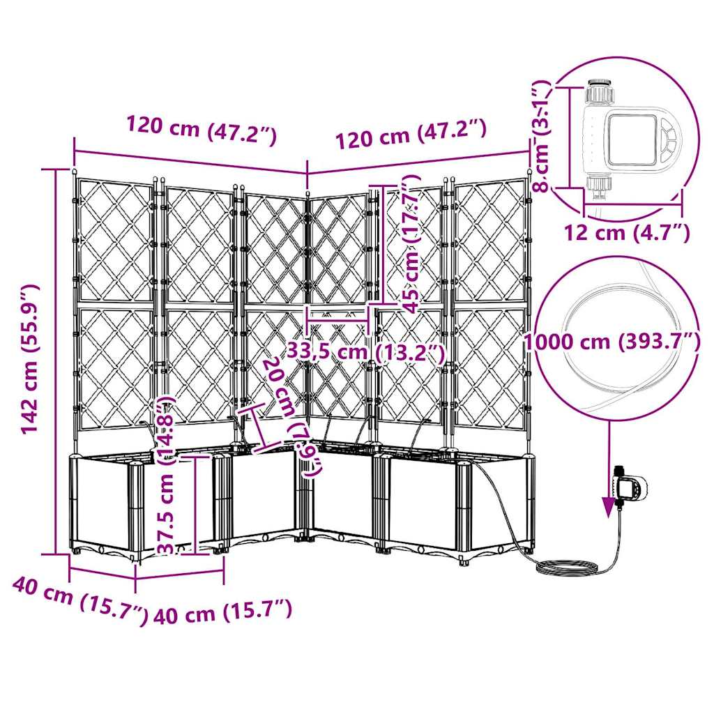 Garten-Pflanzgefäß 3 pcs Grau 80 x 80 x 143 cm Stahl