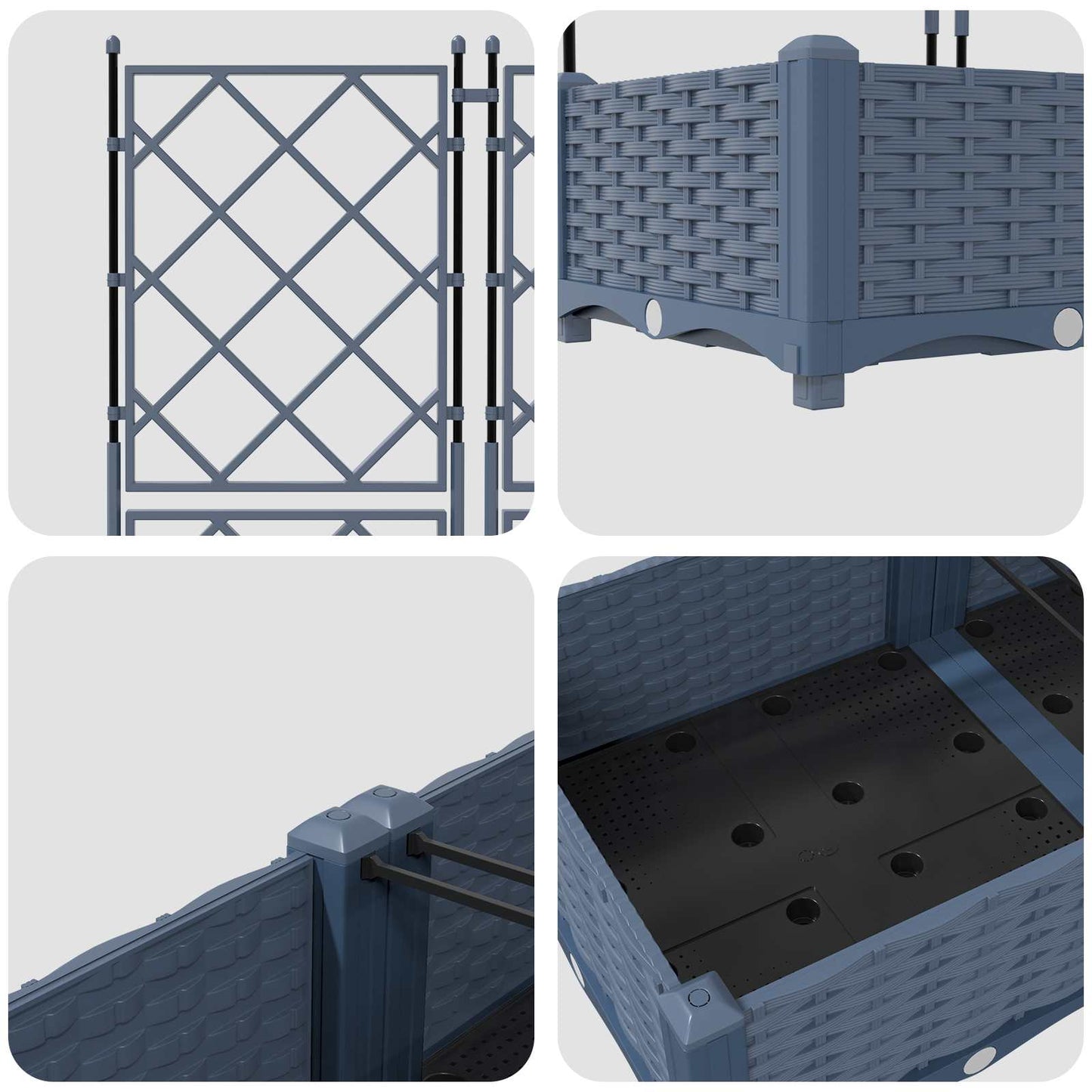 vidaXL Jardinière de jardin 5 pcs Gris 120 x 120 x 125,5 cm Acier