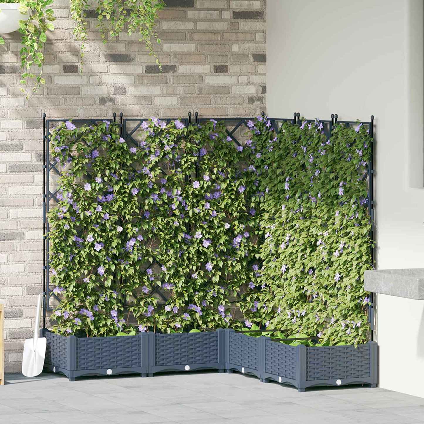vidaXL Jardinière de jardin 5 pcs Gris 120 x 120 x 125,5 cm Acier