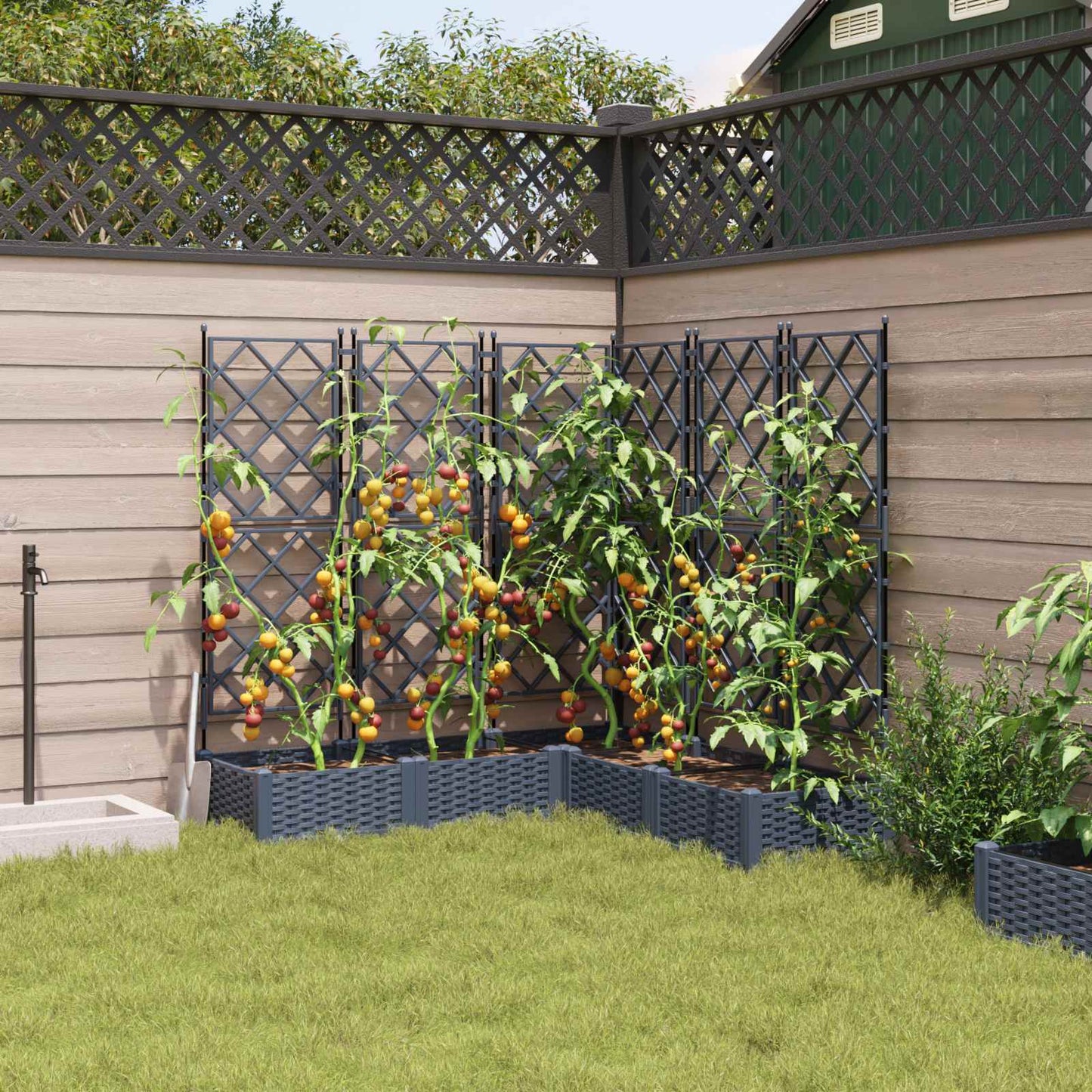 vidaXL Jardinière de jardin 5 pcs Gris 120 x 120 x 125,5 cm Acier