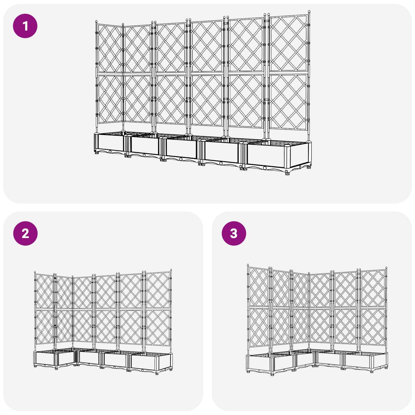 vidaXL Jardinière de jardin 5 pcs Gris 120 x 120 x 125,5 cm Acier
