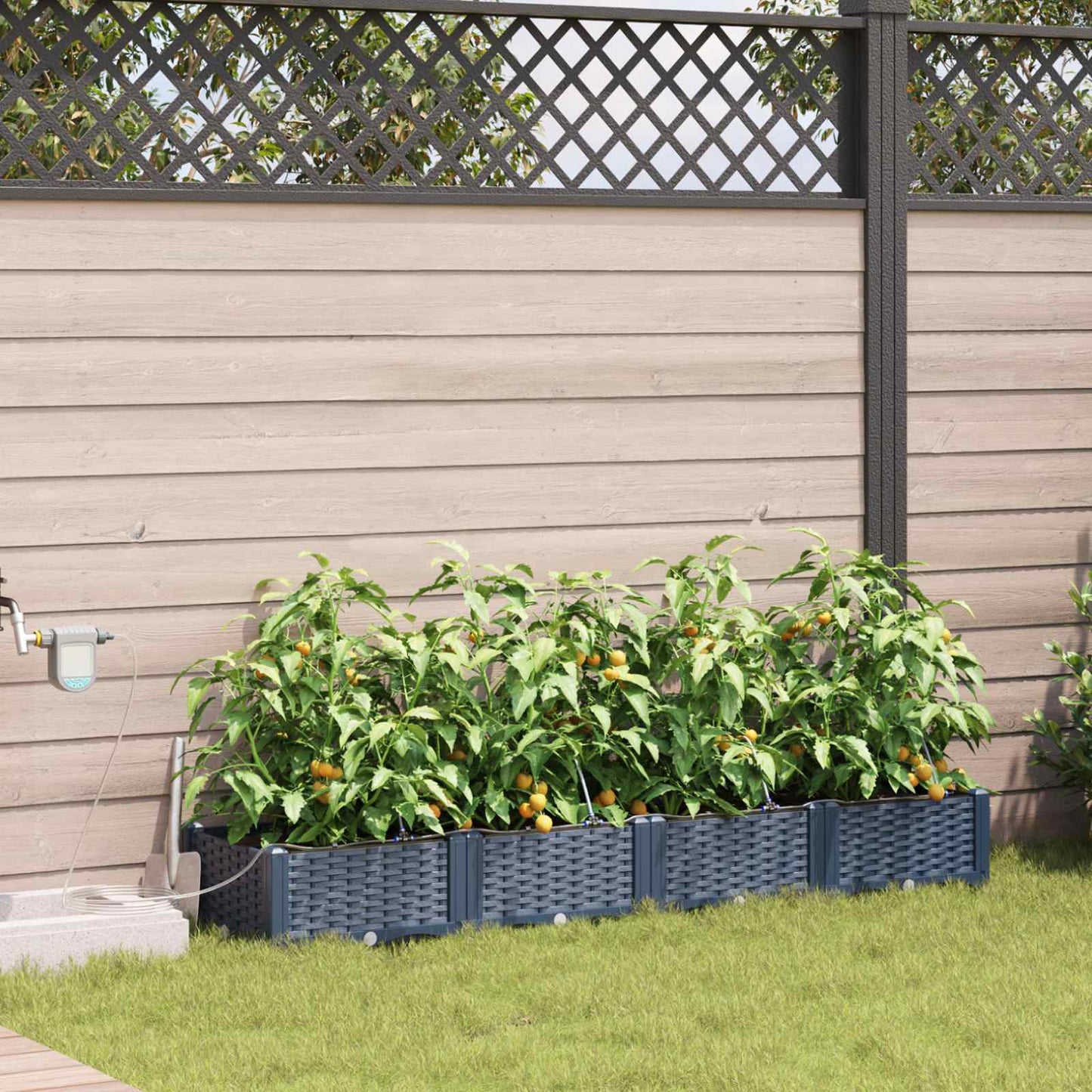 vidaXL Jardinière de jardin 4 pcs Gris 120 x 120 x 142 cm Acier