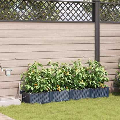 vidaXL Jardinière de jardin 4 pcs Gris 120 x 120 x 142 cm Acier