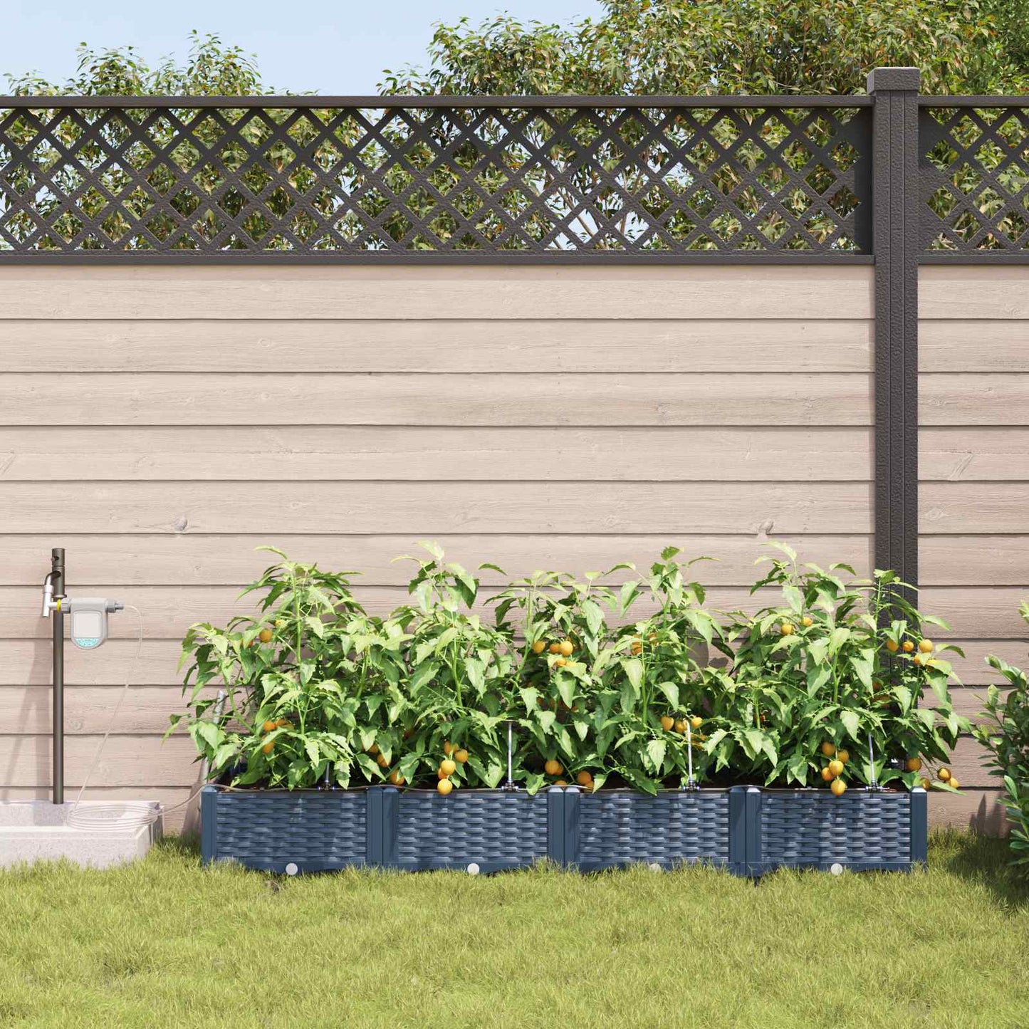 vidaXL Jardinière de jardin 4 pcs Gris 120 x 120 x 142 cm Acier