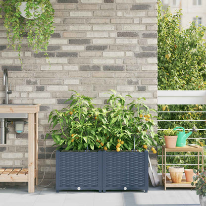 vidaXL Garten-Pflanzgefäß 2 pcs Grau 120 x 120 x 142 cm Stahl