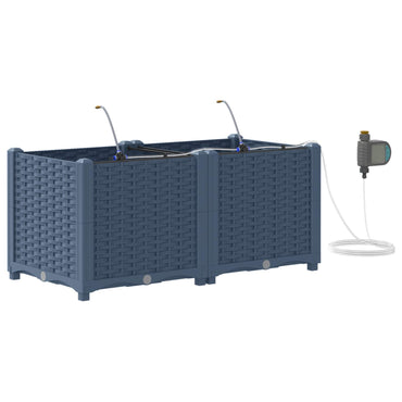 vidaXL Garten-Pflanzgefäß 2 pcs Grau 120 x 120 x 142 cm Stahl