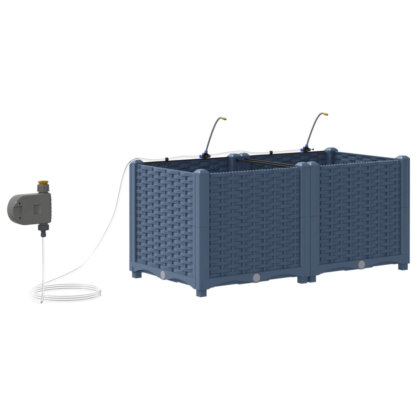 vidaXL Garten-Pflanzgefäß 2 pcs Grau 120 x 120 x 142 cm Stahl