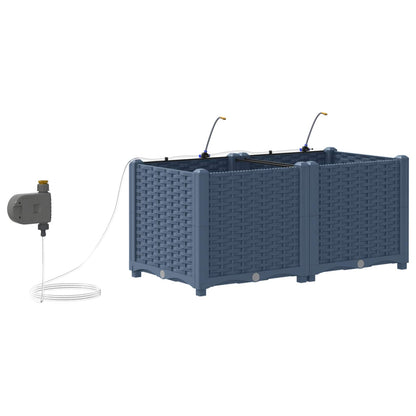 vidaXL Garten-Pflanzgefäß 2 pcs Grau 120 x 120 x 142 cm Stahl