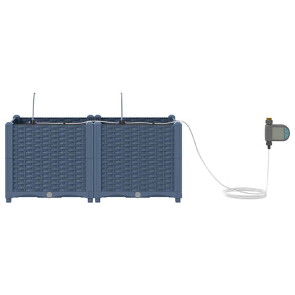 vidaXL Garten-Pflanzgefäß 2 pcs Grau 120 x 120 x 142 cm Stahl