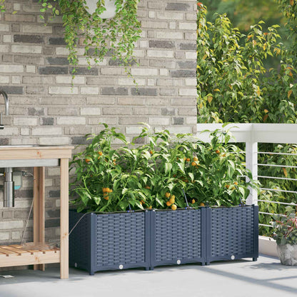 vidaXL Jardinière de jardin 3 pcs Gris 120 x 120 x 142 cm Acier
