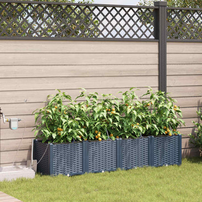 vidaXL Jardinière 4 pcs Gris 120 x 120 x 142 cm Acier