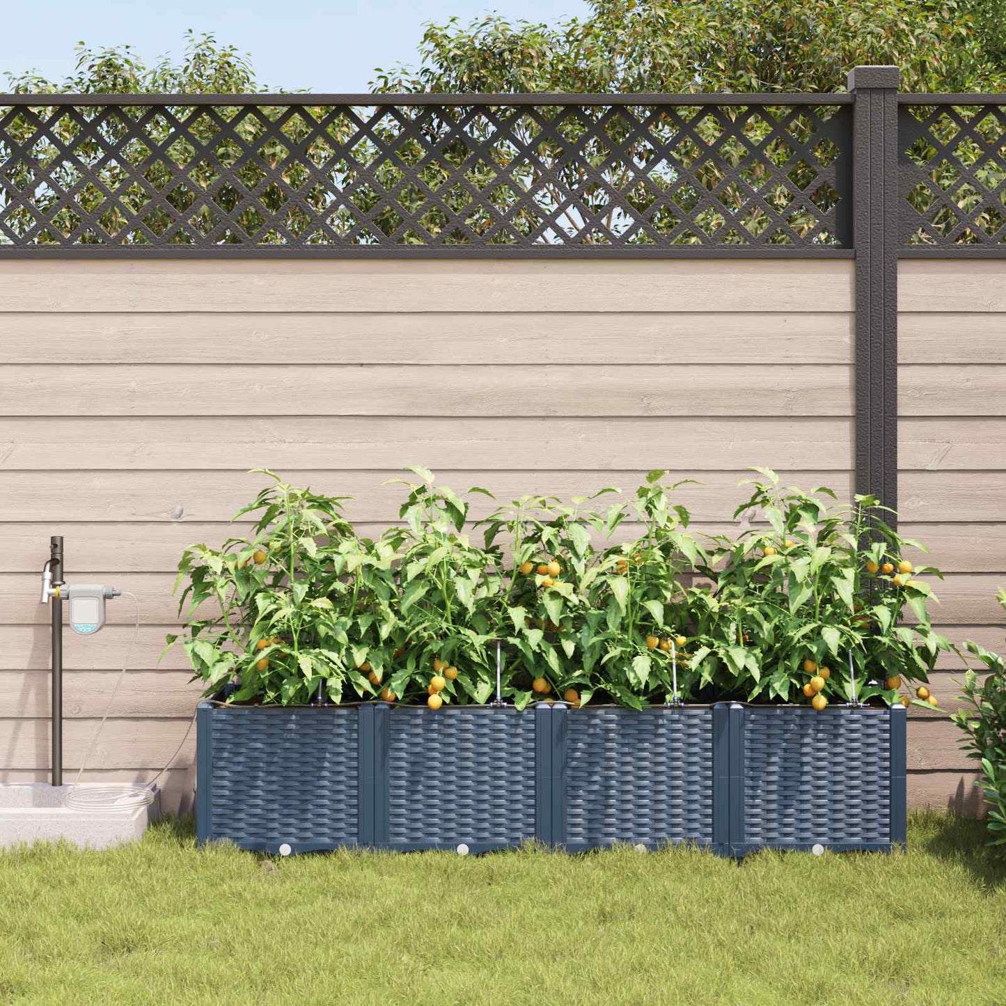 vidaXL Jardinière 4 pcs Gris 120 x 120 x 142 cm Acier