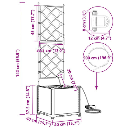 Garten-Pflanzgefäß Grau 40 x 40 x 142 cm Stahl