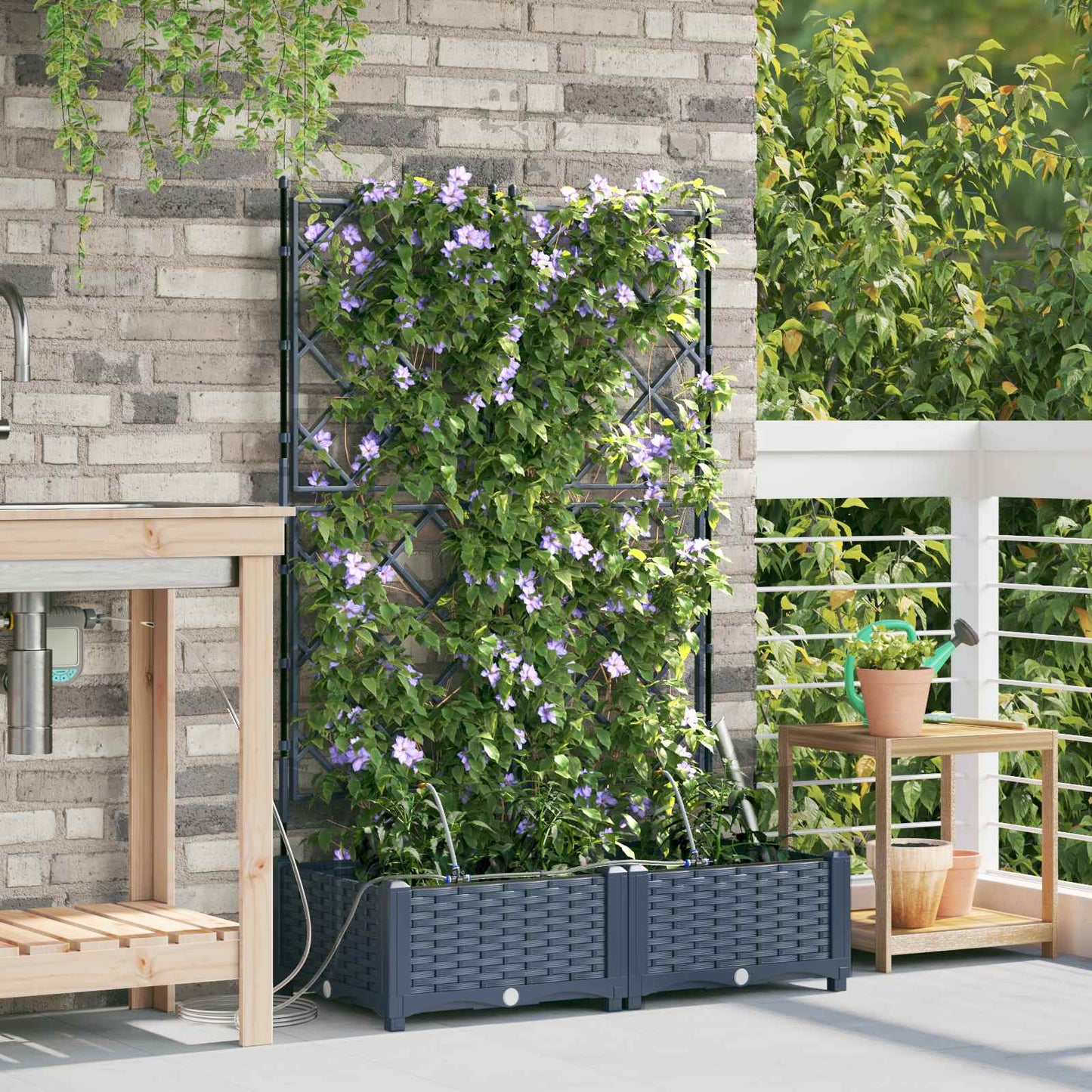 vidaXL Jardinière de jardin 2 pcs Gris 120 x 120 x 142 cm Acier