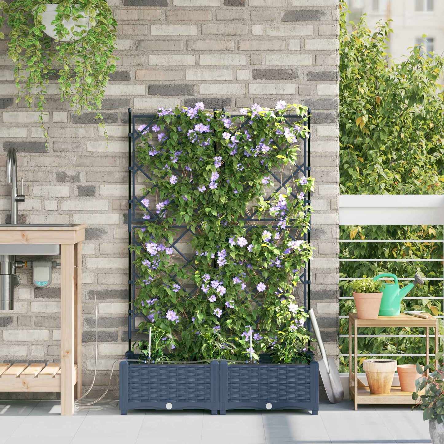 vidaXL Jardinière de jardin 2 pcs Gris 120 x 120 x 142 cm Acier