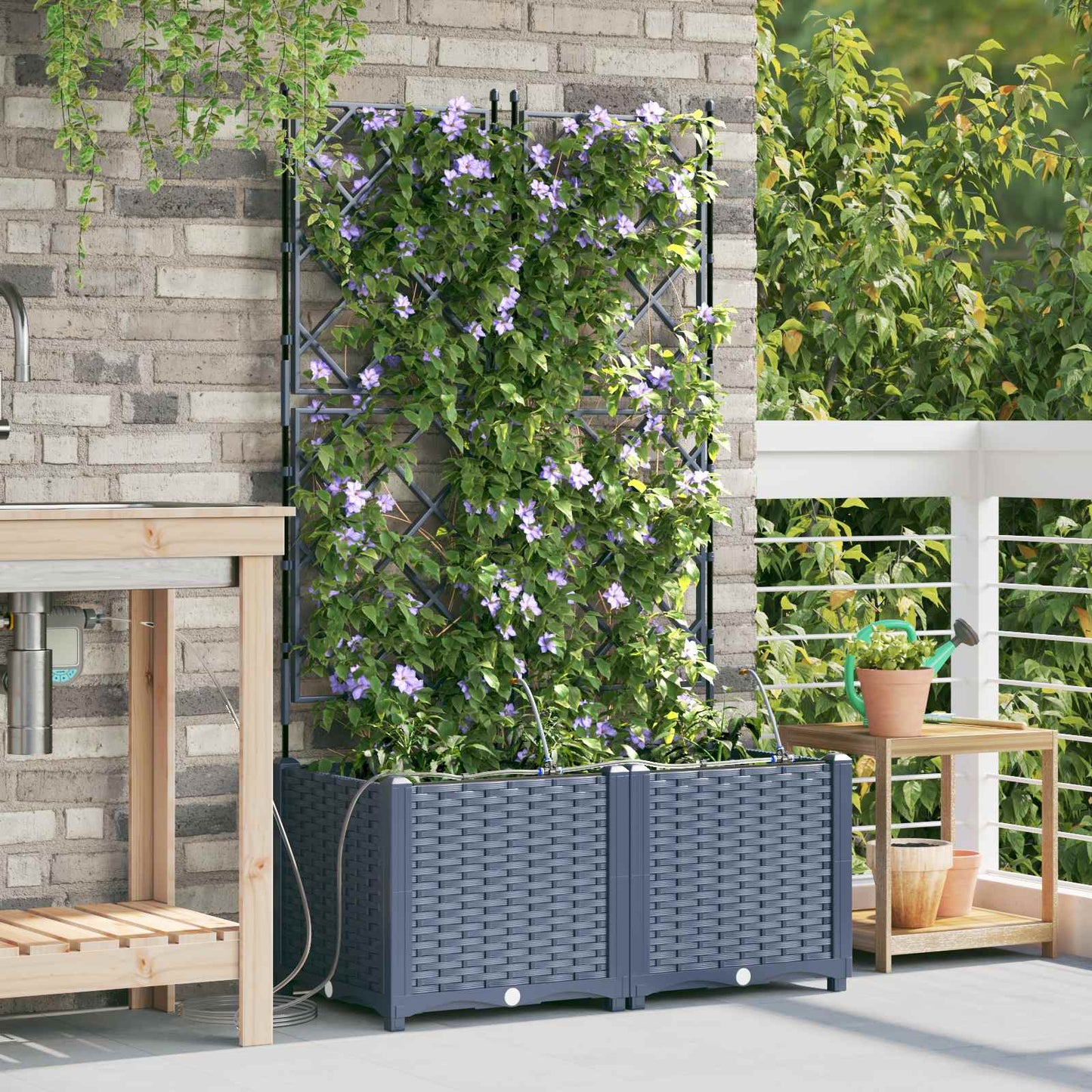 vidaXL Jardinière de jardin 2 pcs Gris 120 x 120 x 142 cm Acier