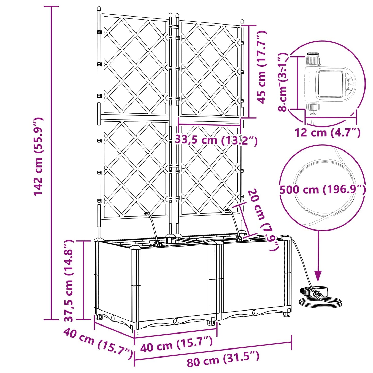 Garten-Pflanzgefäß 2 pcs Grau 120 x 120 x 142 cm Stahl