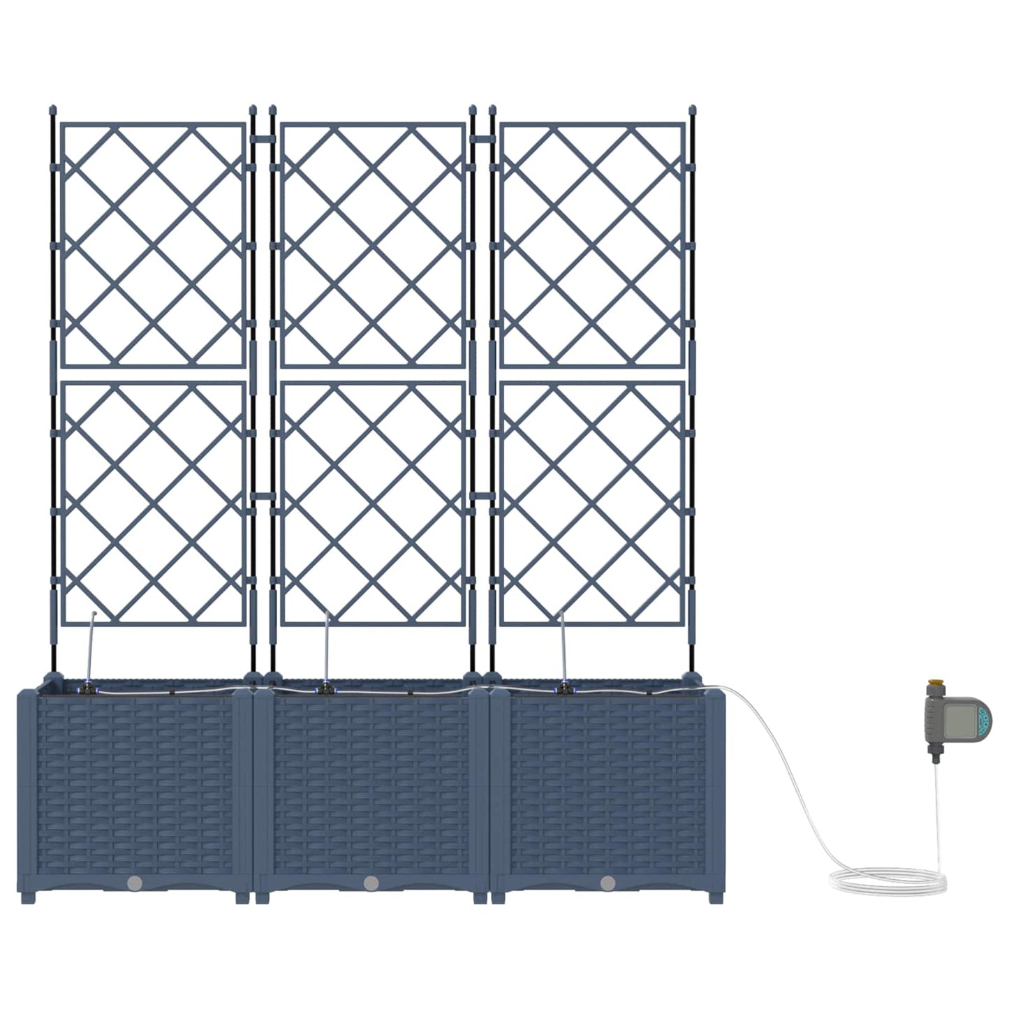vidaXL Jardinière de jardin 3 pcs Gris 120 x 120 x 142 cm Acier
