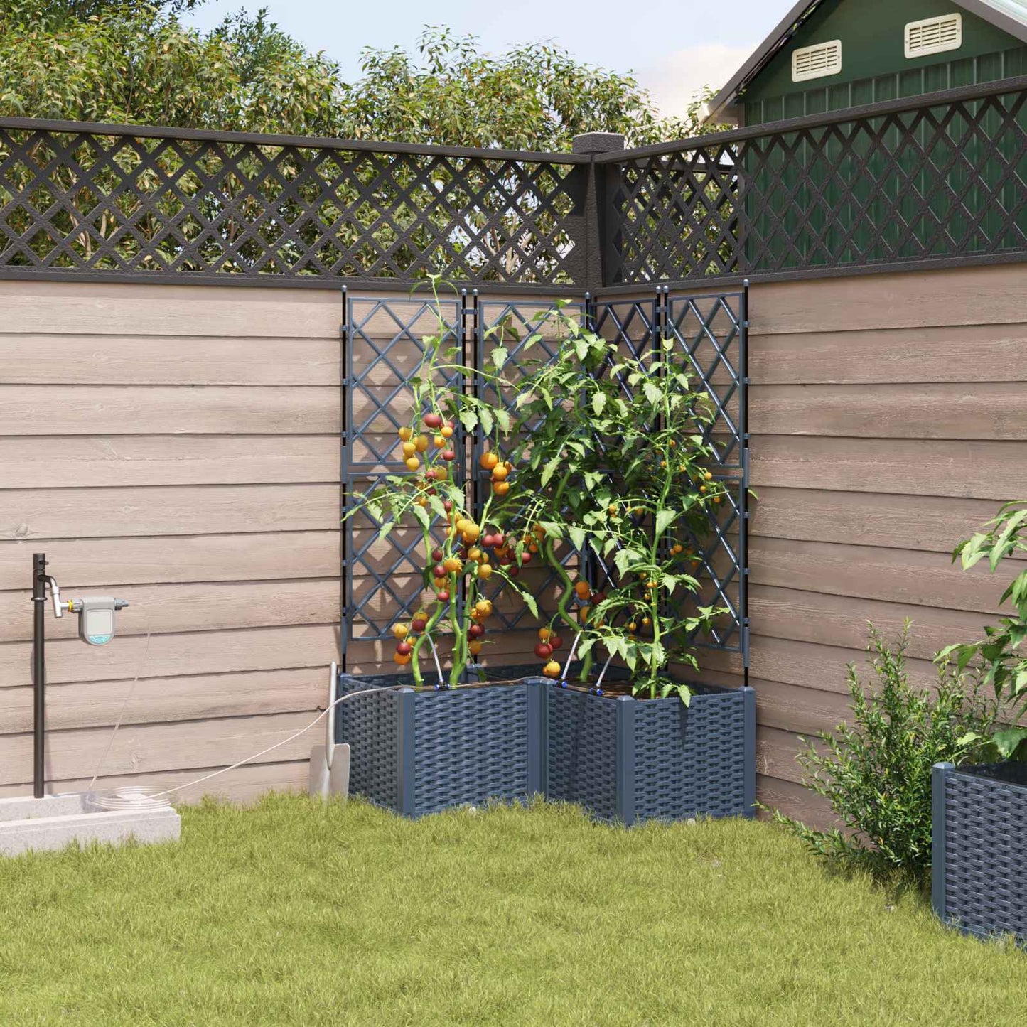 vidaXL Jardinière de jardin 3 pcs Gris 120 x 120 x 142 cm Acier