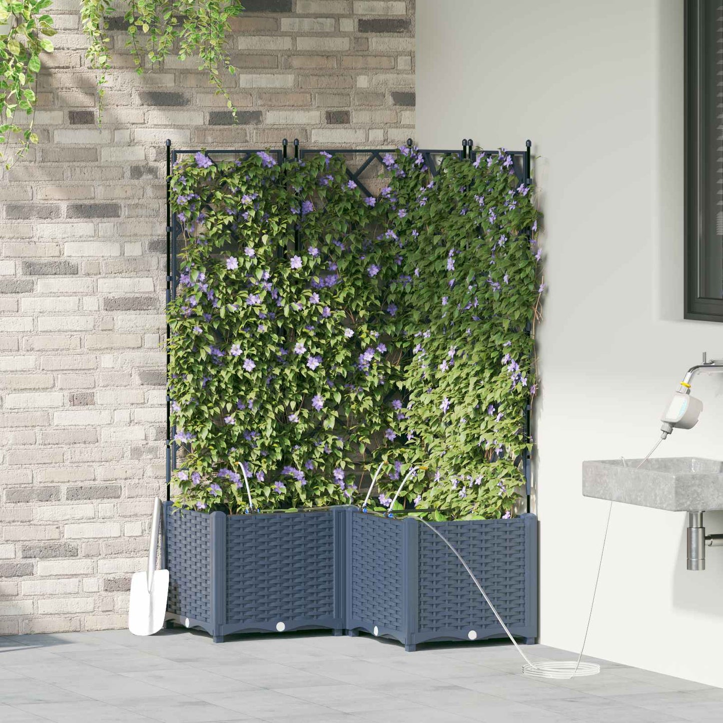 vidaXL Jardinière de jardin 3 pcs Gris 120 x 120 x 142 cm Acier