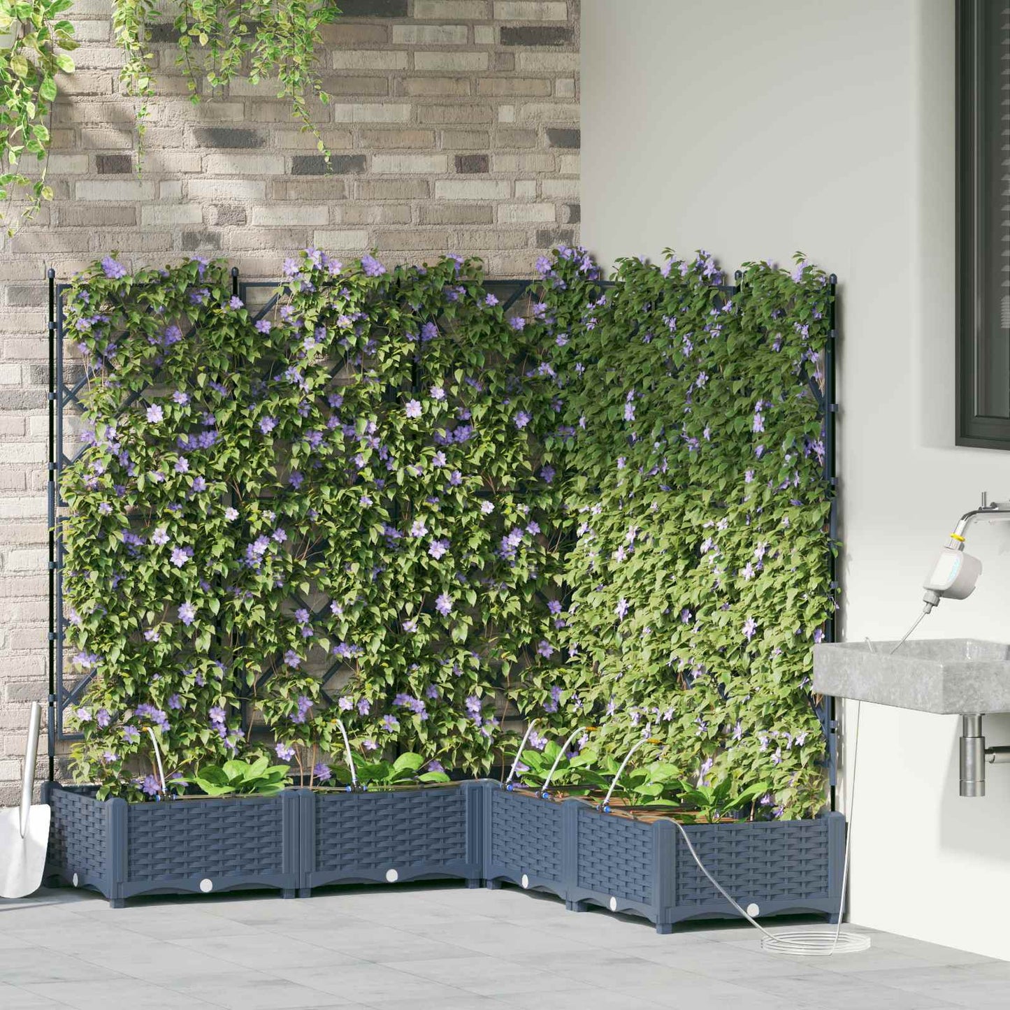 vidaXL Jardinière surélevée 5 pcs Gris 120 x 120 x 142 cm Acier