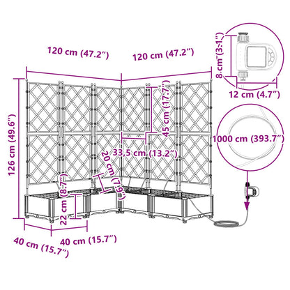 vidaXL Jardinière surélevée 5 pcs Gris 120 x 120 x 142 cm Acier