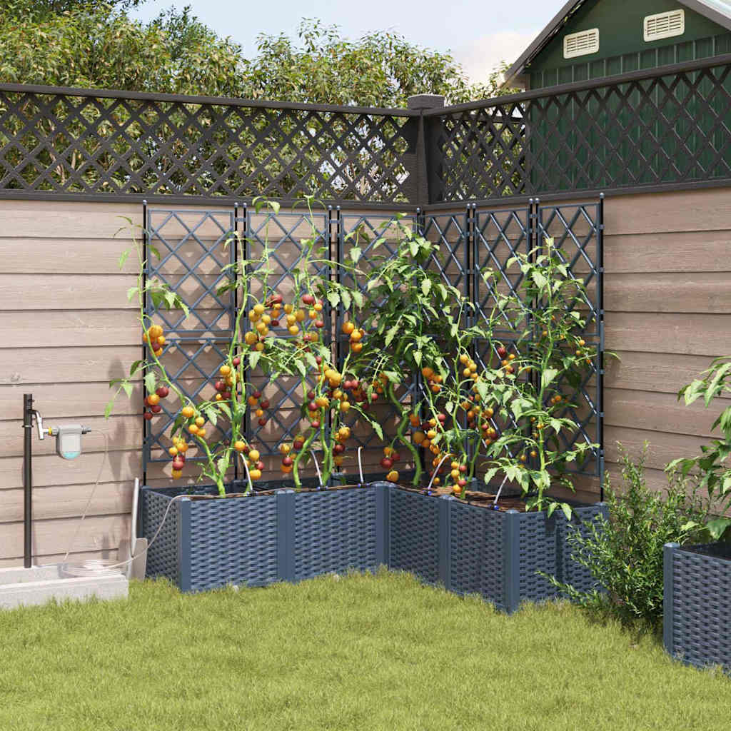 vidaXL Garten-Pflanzgefäß 5 pcs Grau Stahl