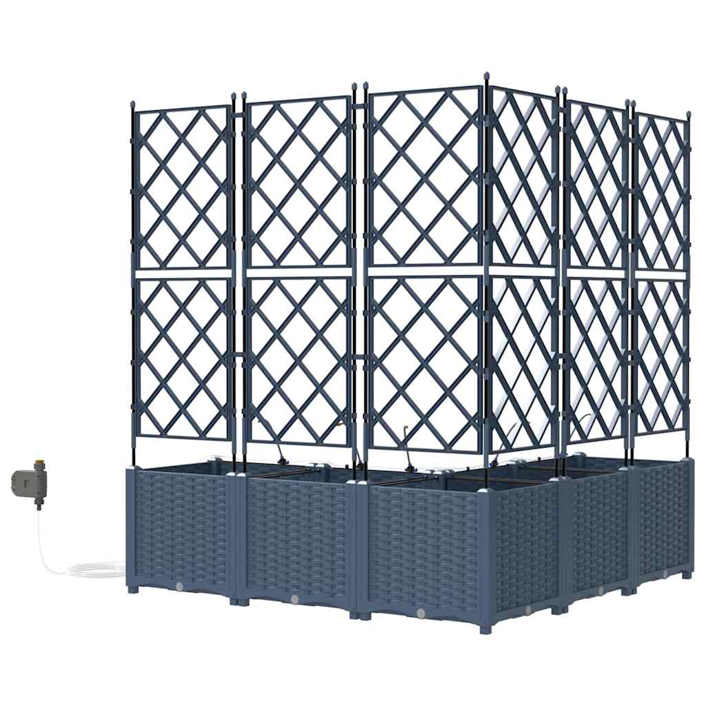 vidaXL Garten-Pflanzgefäß 5 pcs Grau Stahl
