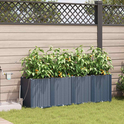 vidaXL Garten-Pflanzgefäß 4 pcs Grau 120 x 120 x 142 cm Stahl