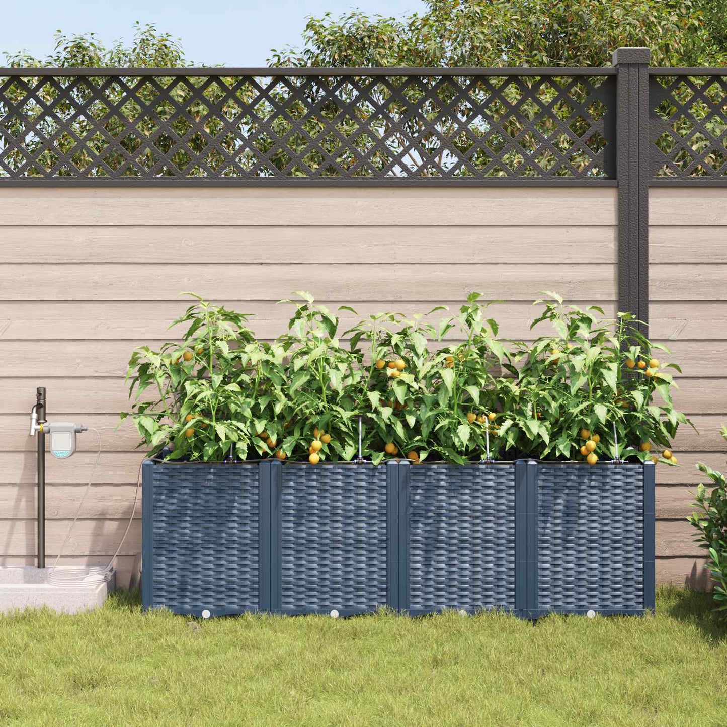 vidaXL Garten-Pflanzgefäß 4 pcs Grau 120 x 120 x 142 cm Stahl