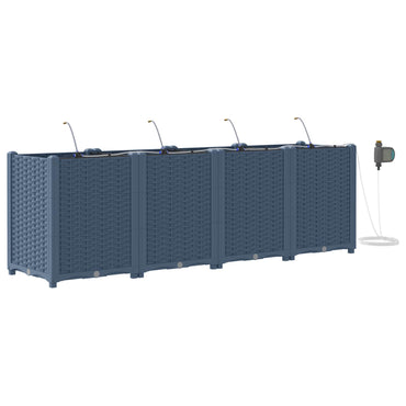 vidaXL Garten-Pflanzgefäß 4 pcs Grau 120 x 120 x 142 cm Stahl