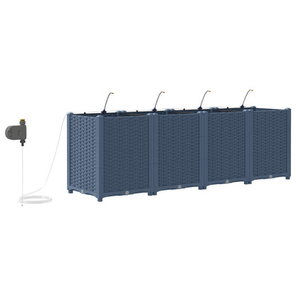 vidaXL Garten-Pflanzgefäß 4 pcs Grau 120 x 120 x 142 cm Stahl
