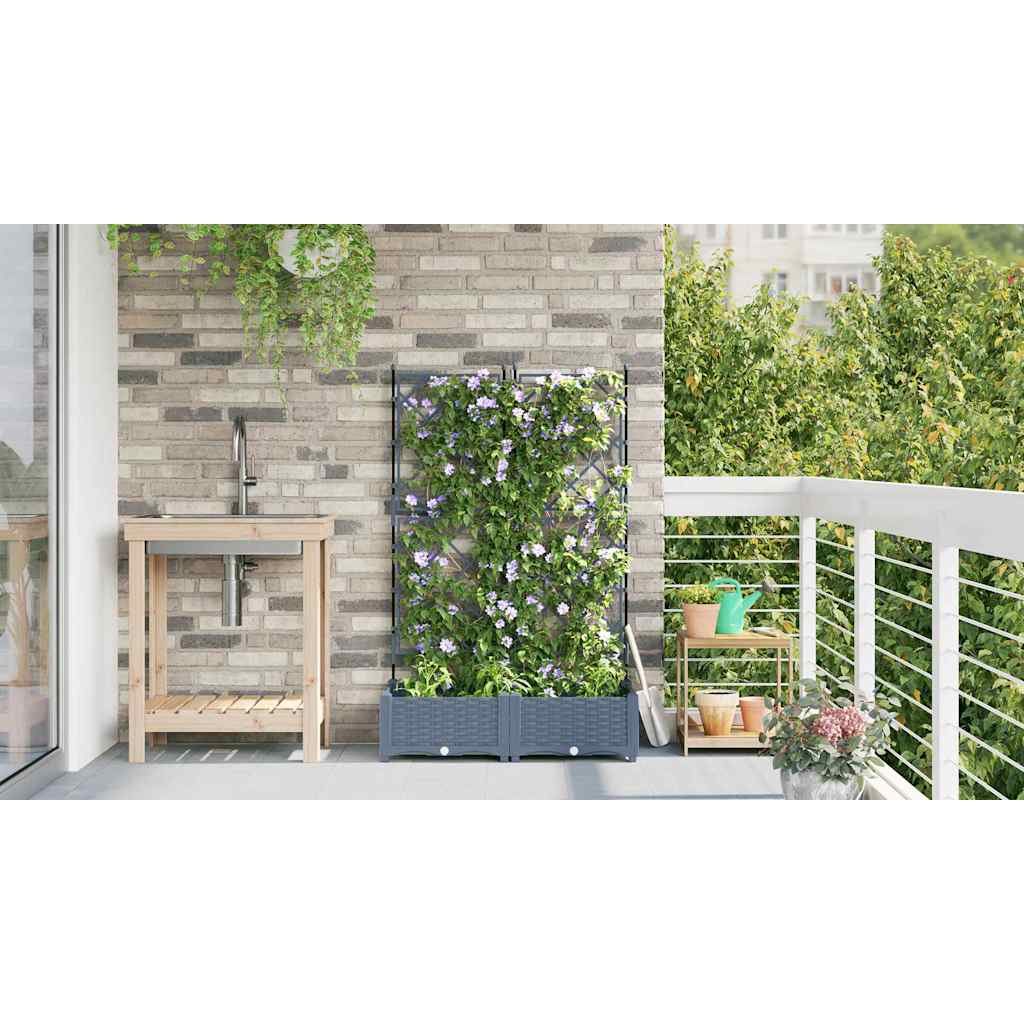vidaXL Garten-Pflanzgefäß 2 pcs Hellgrau 80 x 40 x 125,5 cm Stahl