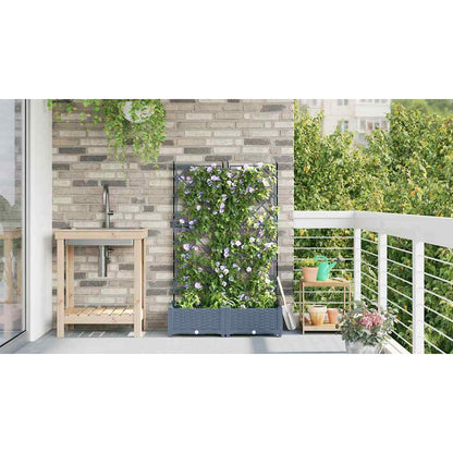 vidaXL Garten-Pflanzgefäß 2 pcs Hellgrau 80 x 40 x 125,5 cm Stahl